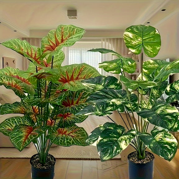 2PCS Lifelike Artificial Plants Set | Faux Greenery for Indoor/Outdoor Decor | Perfect for Wedding/Garden/Christmas/Thanksgiving | All-Season Plastic Foliage for Spring & Holidays