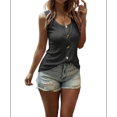 thumbnail image 3 of Women'S Button Front Tank Top 2025 Summer Casual Loose Fit Scoop Neck Sleeveless Tops Dark Gray XXL, 3 of 6
