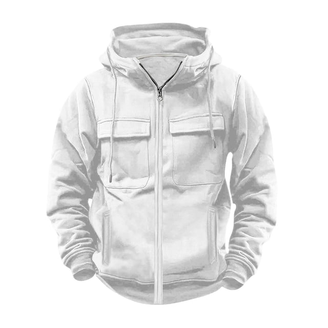 Hommes Mode Décontractée Blouse à Manches Longues à Fermeture Éclair Multi-Poches Chandails en Molleton