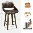 thumbnail image 2 of LainTene 26" Swivel Counter Height Bar Stool with Walnut Bentwood Frame, Faux Leather Seat & Footrest, Mid-Century Modern Chair for Kitchen Island, Bar, or Café (Set of 2), 2 of 11