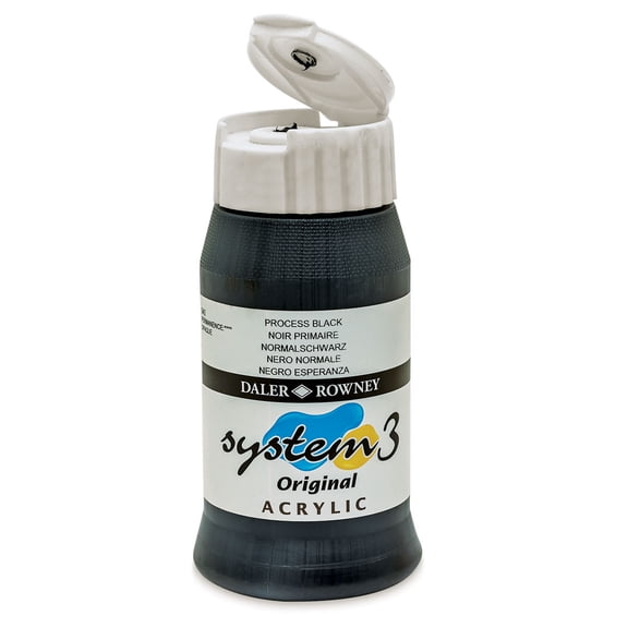 Daler-Rowney Original System 3 Acrylic, 500ml Bottle, Process Black