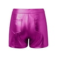 thumbnail image 3 of Hienoo Women's Leather Shorts High Rise Tight Hotpants Shorts for Clubwear Dance, Sizes S-XL, 3 of 3