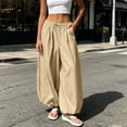 thumbnail image 2 of HappyYEE Women’s Baggy Balloon Pants Elastic Waist Wide Leg Joggers with Pockets Loose Fits Cuffed Ankle Lightweight Travel Trousers S, 2 of 7