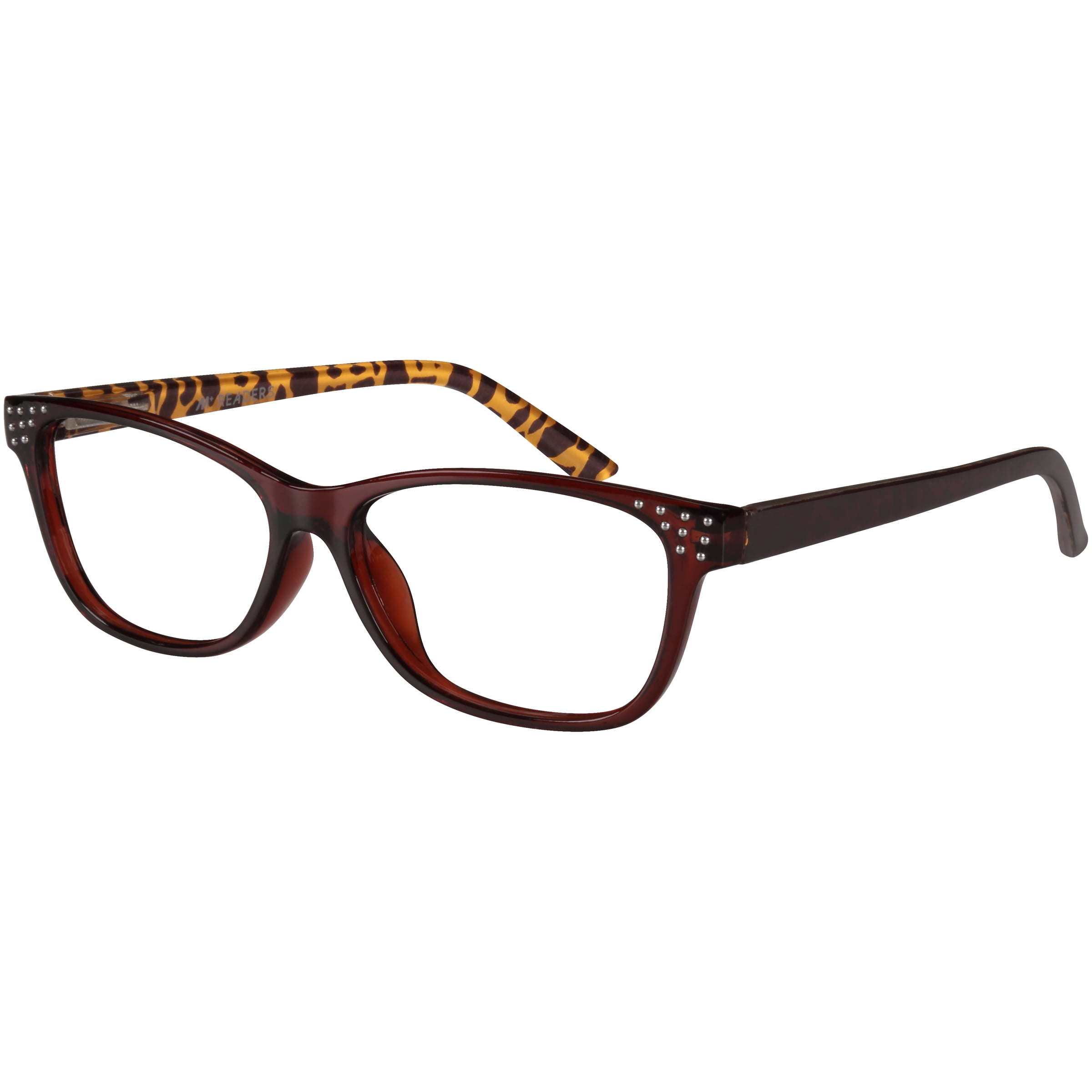 M Readers Women's Joan +1.75 Rectangle Reading Glasses with Case, Brown