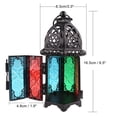 thumbnail image 4 of Wosthever 1 pieza de cristal marroquí Metal hueco portavelas farol colgante farol sala de estar decoración del hogar regalo Iluminación y accesorios vidrio negro y colorido, 4 of 6