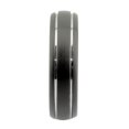 thumbnail image 3 of Black Plated Tungsten Carbide 8mm Wedding Band Brushed with 2 Polished Grooves Ring Size 11.5, 3 of 5