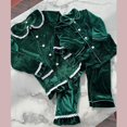 thumbnail image 4 of Albornoces navideños para bebés, batas de baño con capucha de terciopelo rojo, camisón de Papá Noel para niños, pijamas para hermanos y niñas, 4 of 4