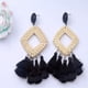 thumbnail image 4 of Laklulu Pendientes de borla bohemia hechos a mano colgantes étnicos con flecos tejidos de bambú geométricos cuadrados sector regalos para mujeres y niñas, 4 of 4