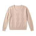 thumbnail image 5 of Edvintorg V Neck Sweaters for Women Plus Size Long Sleeve Casual Lightweight Knit Sweater Womens Clothing Khaki XXL, 5 of 7