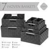 7 Piece Set Decorative & Durable Woven Fabric Storage Baskets, Shelf & Closet Organization - Gray