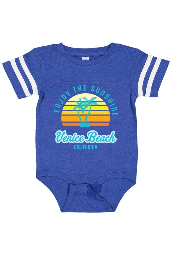 Summer Enjoy the Sunshine Venice Beach California in Blue Boys or Girls Baby Bodysuit