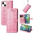 thumbnail image 2 of Funda Cartera FOXDOCK para iPhone 14 , Flip PU con Relieve de Gatos y Perros, Tarjetero y Soporte, 2 of 6