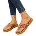 thumbnail image 6 of Sandals For Women,Women's Summer Embroidered Flip Flop Sandals Thick Sole Beach Thong Slippers,Light Brown,41, 6 of 6