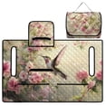 thumbnail image 4 of COEQINE Golf Cart Seat Blanket Towel, Folds Compact for Carrying, 51.2x30.3 Inch Fit for EZGO/Yamaha/Club Car, 4 Compartment Storage, Quilted Comfort Layer, Pink Green Hummingbird Floral, 4 of 8