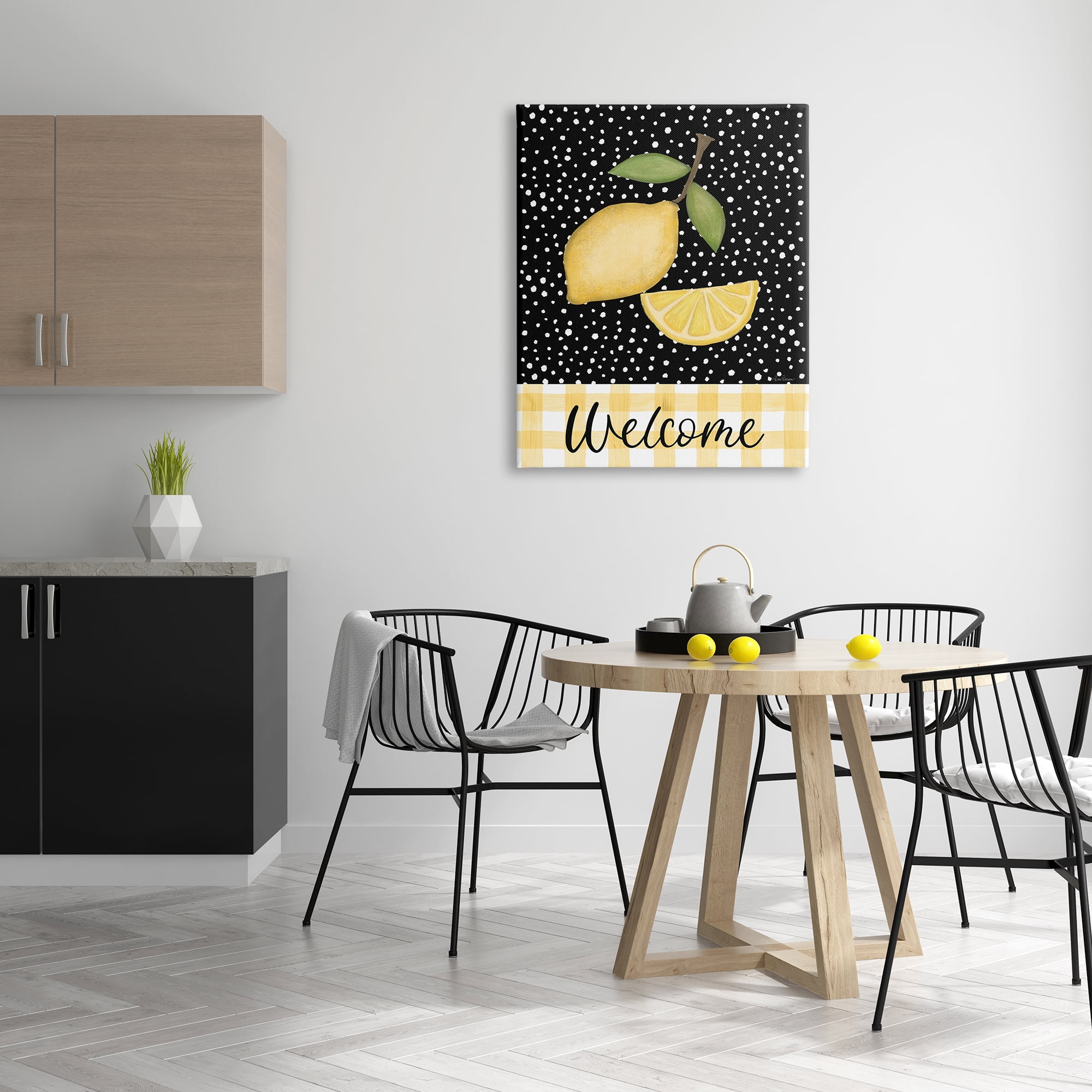 Stupell Industries Country Welcome Sign Polka Dot Pattern Lemons Graphic Art Gallery Wrapped Canvas Print Wall Art, Design by Lisa Larson Licensing