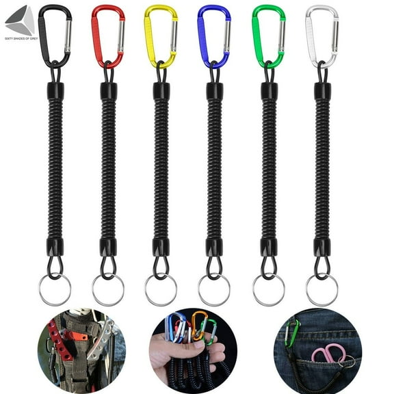 PULLIMORE 6PCS Colorful Fishing Lanyard, Retractable Heavy Duty Coiled Tether Fishing Accessories with Carabiner, Fishing Tool
