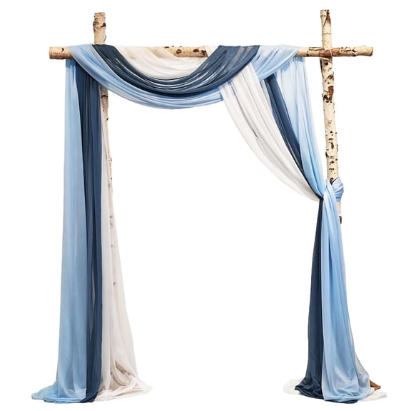 2.5x19.5 ft Wedding Arch Drapes, 3 Panels Arbor Drapery for Ceremony & Stage Backdrop, Dark Blue, Light Blue & White