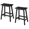 thumbnail image 2 of 2Pcs Pine Wood Saddle Seat Bar Stool Black, 2 of 20