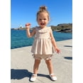 thumbnail image 6 of BemeyourBBs Toddler Baby Girl Summer Clothes Baby Girls Gingham 2 Piece Outfit 3 6 12 18 24 Months 2 3 Years Plaid Sleeveless Ruffled Neck Tunin Shirt Tops and Shorts Set, 6 of 9