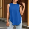 thumbnail image 2 of QSAWXQZ Women's Tunic Tank Top Jewel Neck Sleeveless Solid Side Split Curved Hem Loose Stretchy Long Casual Blouse XL, 2 of 6