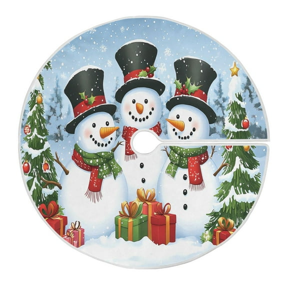 Ryvnso Christmas Tree Skirt Christmas Snowman Winter Xmas Tree Skirts Ornament Home Decorations 35.4"
