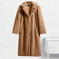 thumbnail image 5 of gbyLJF Women's Winter Faux Fur Coat Long Solid Color Fleece Thickened Outwear Jackets Open Front Lapel Overcoat with Pockets, 5 of 8