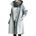 thumbnail image 3 of Chaqueta cortavientos para mujer, informal, con botones sueltos, bolsillos con capucha, resistente al viento, impermeable para senderismo al aire libre, 3 of 4