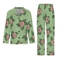 thumbnail image 3 of Rose Illustration Women's Long Sleeve Flannel Pajama Set Sleepwear M, 3 of 5