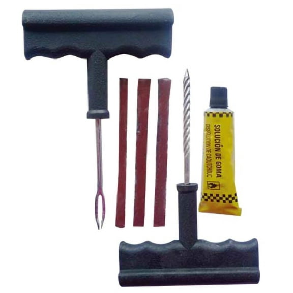 6 PC Tubeless Flat Car Tire Repair Kit Split Eye Needle Rubber Auto Tire Plug Kit Lawn Mower Tire Patch