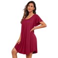 thumbnail image 4 of JWD Womens Nightgown Short Sleeves Sleepwear Soft Loose Sleepshirt Scoopneck Pleated Nightshirt Loungewear, 4 of 5