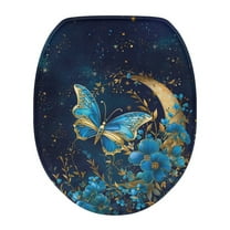 SEANATIVE Floral Butterfly Toilet Seat Lid Cover Oval Galaxy Moon Soft Toilet Seat Cover Universal Toilet Lid Dust Cover with Elastic Band Decor, Machine Washable