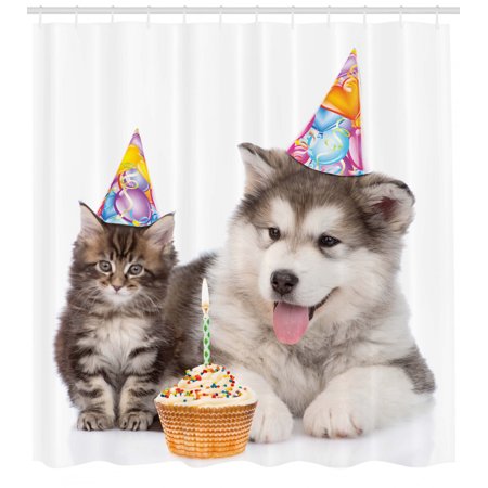 Birthday Decorations For Kids Shower Curtain Dog And Cat With