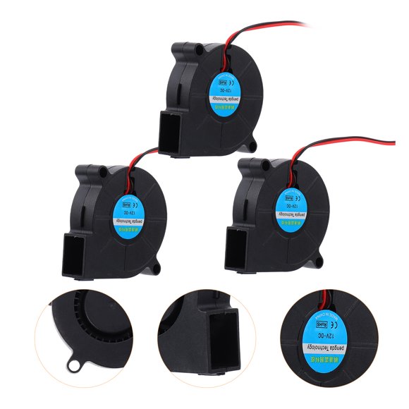 OUNONA 3pcs DC Cooling Fan for Tech Users Black ABS Cooling Hot Ends