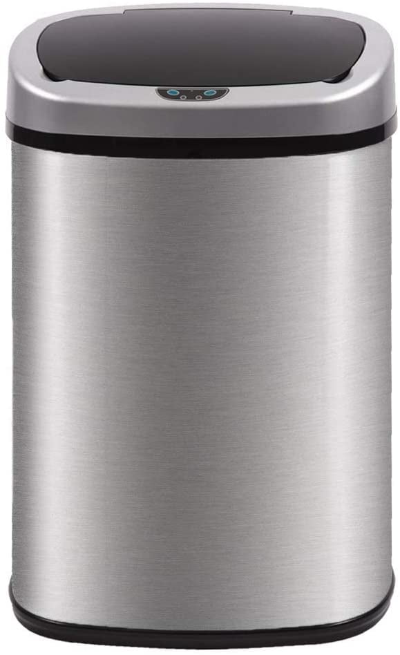 13 Gallon Motion Sensor Trash Can Touchless Stainless Steel Garbage Bin with Lid 