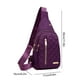 thumbnail image 3 of Bolsa de pechos tipo bandolera de viaje para mujer Tela impermeable | Mochila delantera crossbody de gran capacidad | Bolsillo antirrobo, carga USB | Transpirable, Multipropósito | Morado, Rosa, 3 of 6