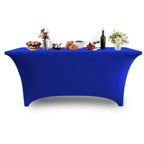 6ft Spandex Table Cover Rectangular Stretch Spandex Tablecloth, Table Clamps for Outdoor Picnic Beach Party Camping,Royal Blue,1 Pack
