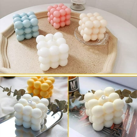 

Cake Silicone Mold 3D Spherical Cube Silicone Mold Plastic Mold For Craft Decorations Candles Soap Candy Chocolate Party Homemade Gifts(White)