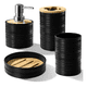 thumbnail image 1 of Juego De Accesorios Baño 4 Pzs Dispensador Bambú Y Plástico Xtellar negro, 1 of 3