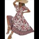 thumbnail image 1 of Vestido Informal, Fluido, con Estampado Floral Bohemio y Mangas Abullonadas para Mujer (Verano 2025) Rojo XXL, 1 of 7