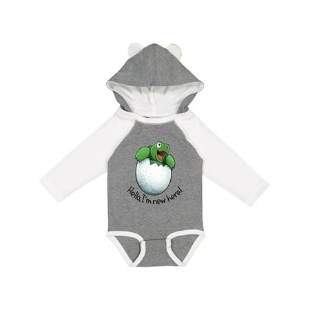 

Inktastic Hello I m New Here Cute Baby Turtle Gift Baby Boy or Baby Girl Long Sleeve Bodysuit