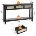 thumbnail image 3 of ELYKEN 51.2" W Rattan Console Table with 3 Drawers MDF, Black, 3 of 8