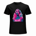 thumbnail image 2 of Self-confident Girl Comic Cartoon Portrait T-shirt Blue and Pink Tees T-shirt Art casual T shirt, 2 of 5