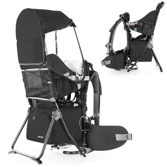 Mochila portabebés Besrey para niños pequeños, senderismo, color negro