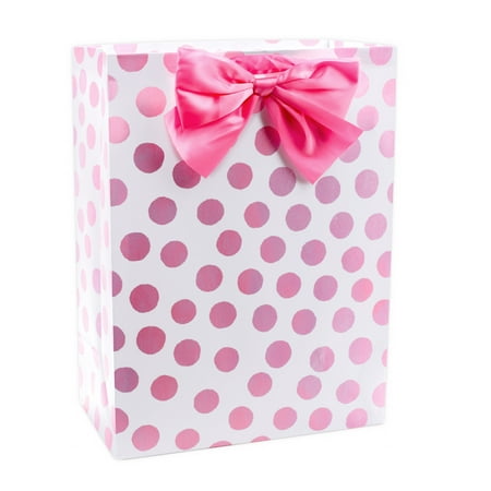 Hallmark Oversized Baby Shower Gift Bag Pink Polka Dots Walmart Com