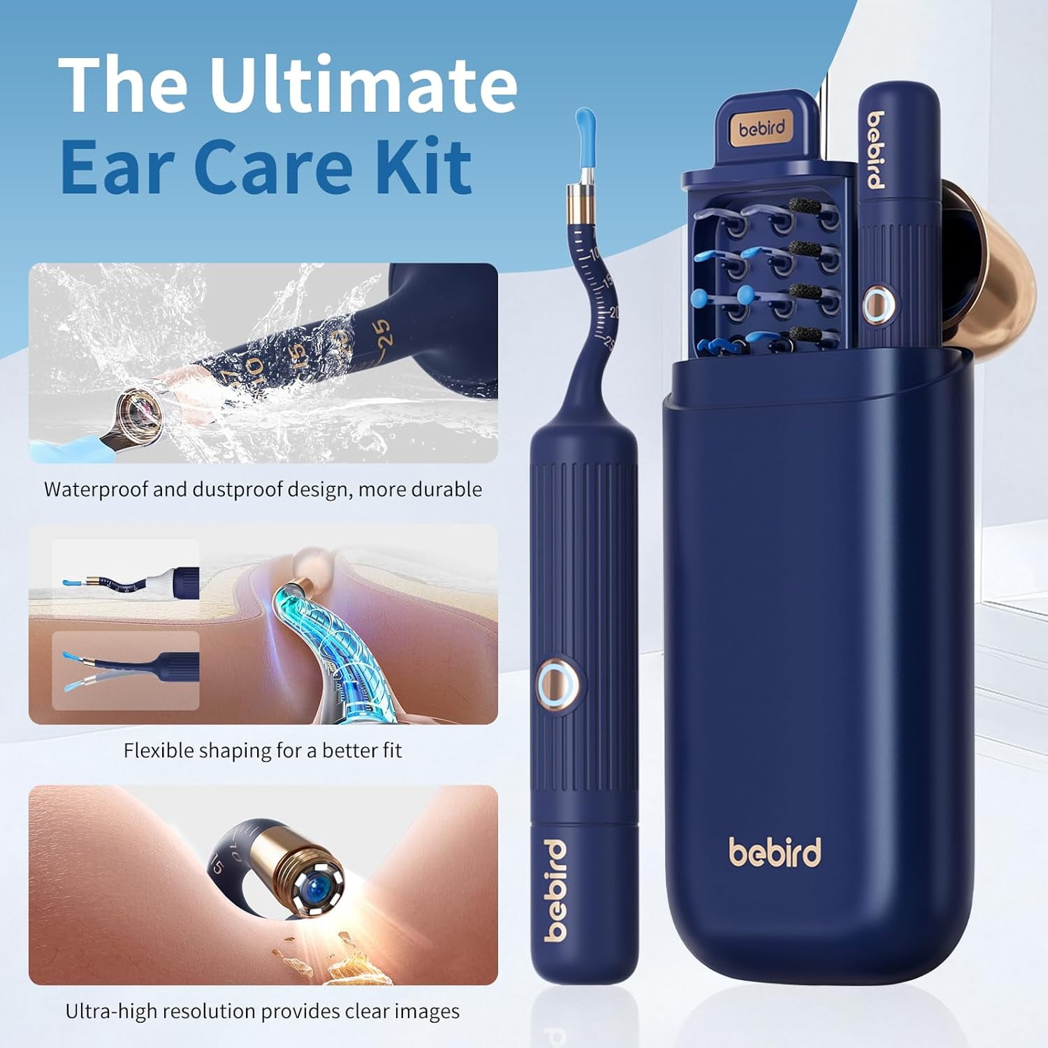 Ear Wax Removal Tool Camera with Wireless WiFi,Ear Wax Removal Tool with Flexible Visual 1080P Light Otoscope,Ear Cleaner with Painless Tweezers/Spade/Spoon/Pick,Ear Wax Removal Kit for Family