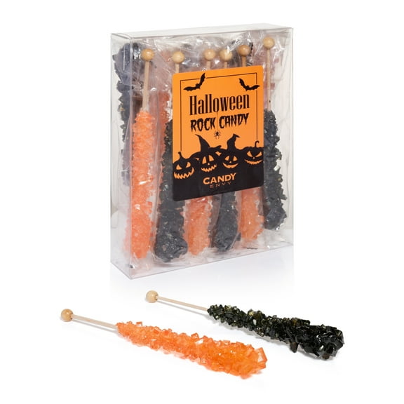 Candy Envy Halloween Rock Candy, Black and Orange, 10 Ct. Indiv. Wrapped