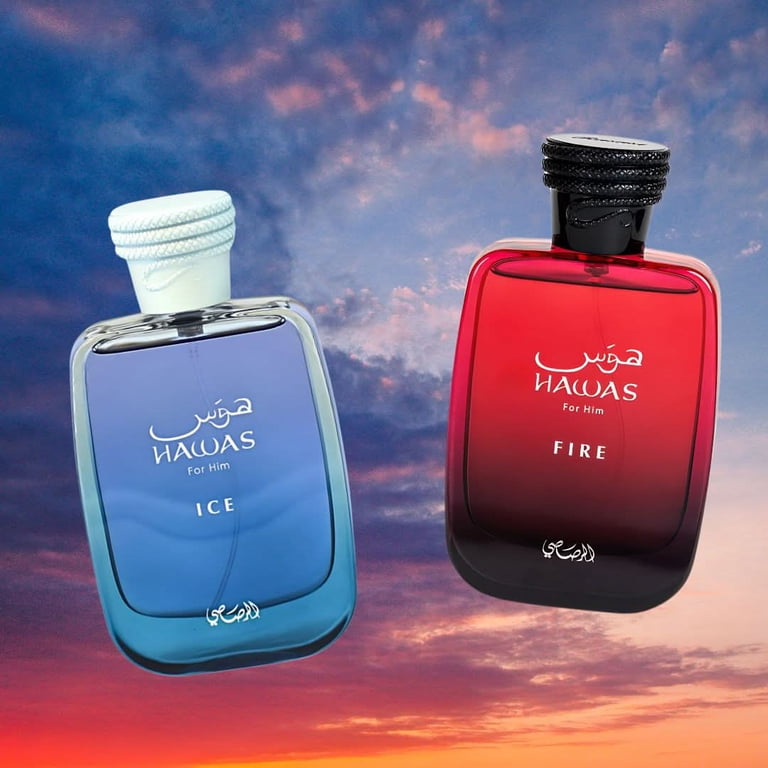 Hawas Ice for Him & Hawas Fire Eau de Parfum Sprays 100ml (3.4 oz