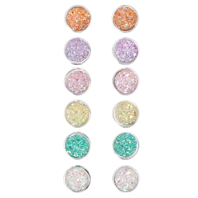 6 pares de pendientes pequeños y frescos para mujer, con forma de círculo simétrico y colorido, para festivales, joyería de regalo.