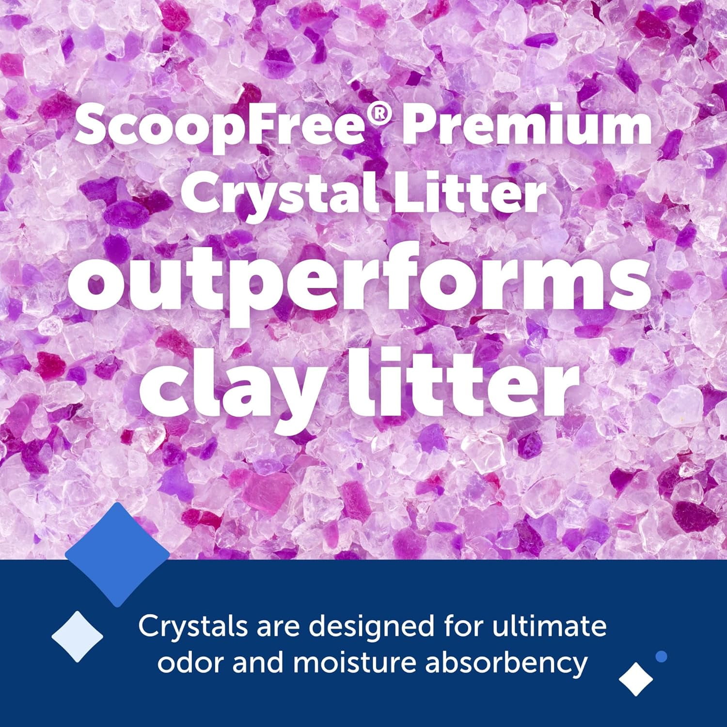 PetSafe® ScoopFree Premium Lavender Crystal Litter, 4-Pack – Includes 4 Bags of Lightly Scented Litter – Absorbs Odors 5x better than Clay Clumping – 4.3lb each bag