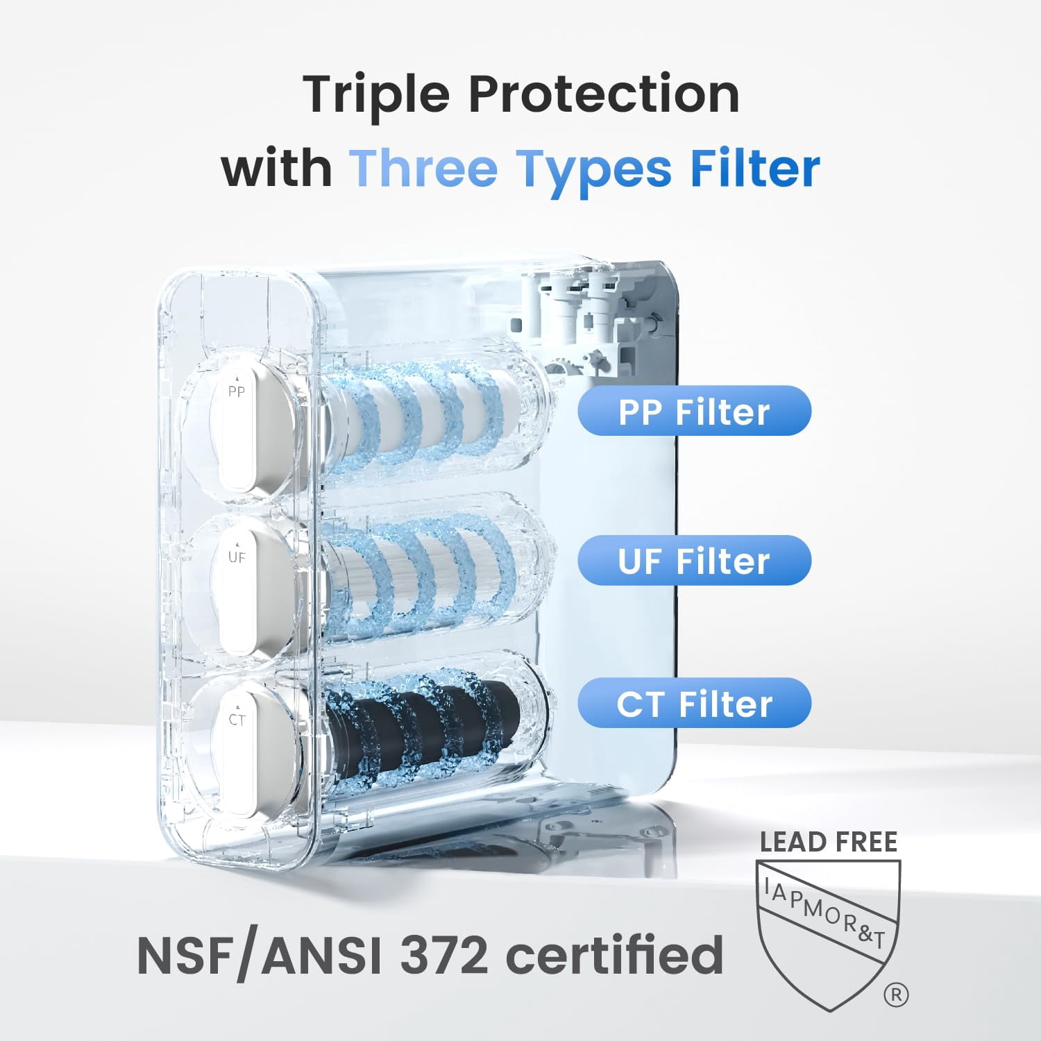 Restored Waterdrop TSU 0.01μm Ultra-Filtration Under Sink Water Filter System, 3-Stage Tankless Undersink Water Filtration with Faucet, Does not Lower TDS (NOT RO), Drilling Require (Refurbished)